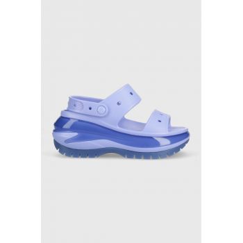 Crocs papuci Classic Mega Crush Sandal femei, culoarea violet, cu platforma, 207989 207989.5Q6-5Q6 ieftini
