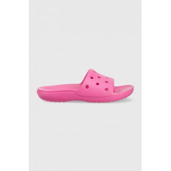 Crocs papuci Classic Slide femei, culoarea roz 204067