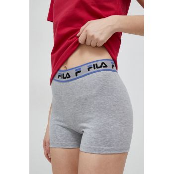 Fila pantaloni scurti x Hailey Bieber femei, culoarea gri, melanj, high waist ieftini