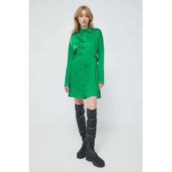 HUGO rochie culoarea verde, mini, evazati