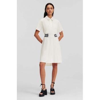 Karl Lagerfeld rochie din bumbac culoarea bej, mini, drept