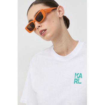 Karl Lagerfeld tricou din bumbac culoarea alb