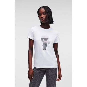 Karl Lagerfeld tricou din bumbac culoarea alb