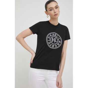Karl Lagerfeld tricou din bumbac culoarea negru