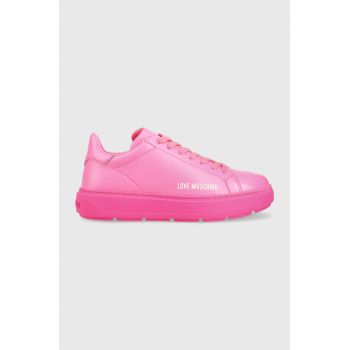 Love Moschino sneakers din piele Sneakerd Bold 40 culoarea roz, JA15304G1G