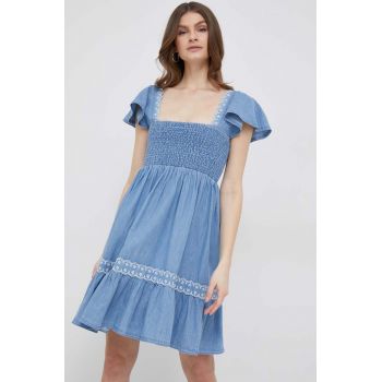 Pepe Jeans rochie jeans Adele mini, evazati ieftina