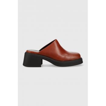 Vagabond slapi de piele DORAH femei, culoarea maro, cu toc drept
