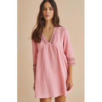 women'secret rochie de plajă din bumbac EASY FIT culoarea roz, 5545126