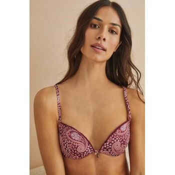 women'secret sutien de baie FOLK SUNSET culoarea violet, cupa rigidizata, 6485407 ieftin