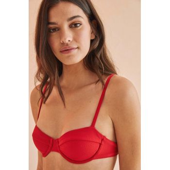 women'secret sutien de baie PACIFICO culoarea bordo, cupa usor rigidizata, 6485432 ieftin