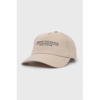 Armani Exchange șapcă culoarea alb, cu imprimeu de firma originala
