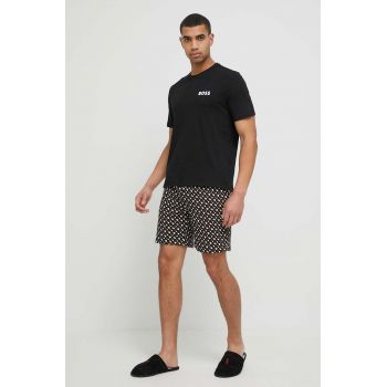 BOSS pijamale de bumbac culoarea negru, modelator