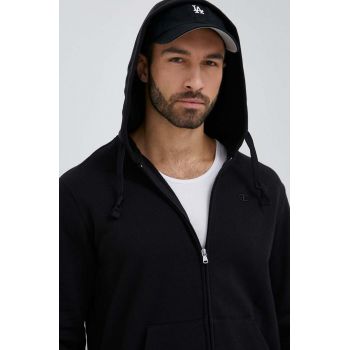Champion bluza barbati, culoarea negru, cu glugă, neted