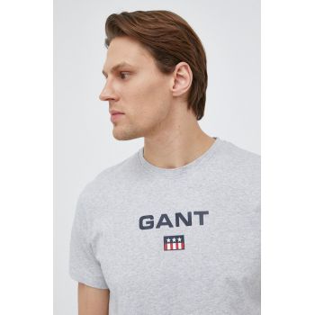 Gant tricou din bumbac culoarea gri, cu imprimeu