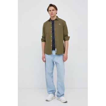 La Martina camasa barbati, culoarea verde, cu guler clasic, slim