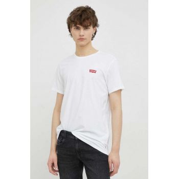 Levi's tricou din bumbac 2-pack culoarea alb, cu imprimeu ieftin