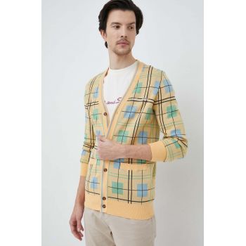 Lyle & Scott cardigan din bumbac culoarea galben de firma original