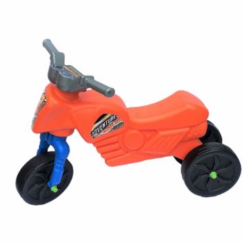 Tricicleta de echilibru pentru copii, Burak Toys, fara pedale, design ergonomic de la 2 ani pana la 20 kg, dimensiune 60 x 45 x 25 cm, portocalie