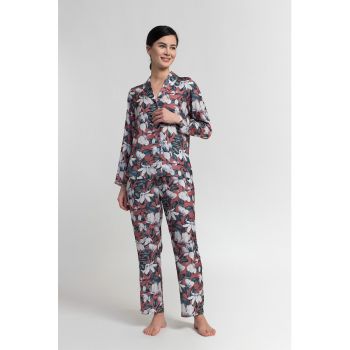 Pijama lunga cu imprimeu floral Beatrice la reducere