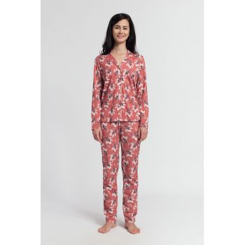 Pijama lunga cu imprimeu floral Protea
