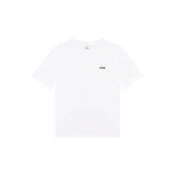Tricou din bumbac cu imprimeu logo discret