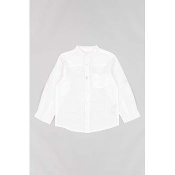 zippy cămașă din amestec de in pentru copii culoarea alb