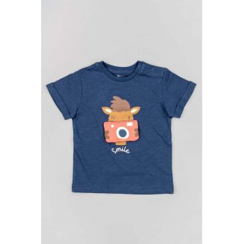 zippy tricou de bumbac pentru copii culoarea albastru marin, cu imprimeu
