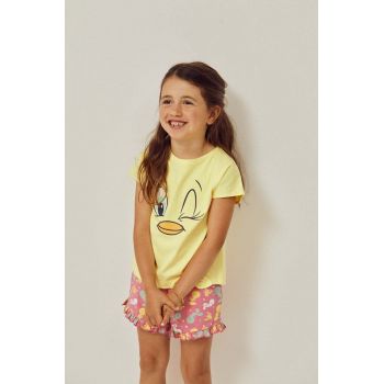 zippy tricou de bumbac pentru copii culoarea galben
