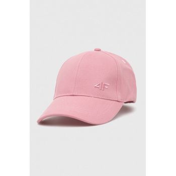 4F șapcă de baseball din bumbac culoarea roz, neted