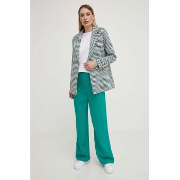 Answear Lab pantaloni femei, culoarea verde, lat, high waist