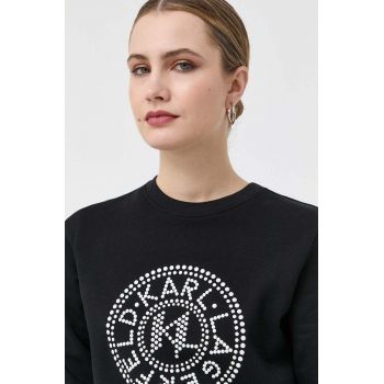 Karl Lagerfeld hanorac de bumbac femei, culoarea negru, modelator