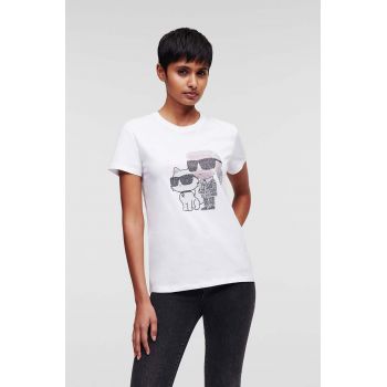 Karl Lagerfeld tricou din bumbac culoarea alb