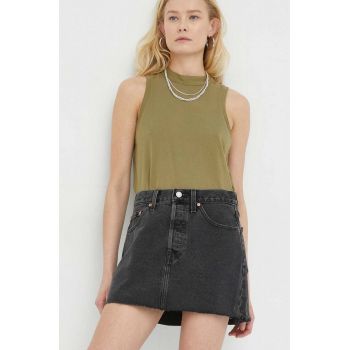 Levi's fustă din denim culoarea negru, mini, dreaptă