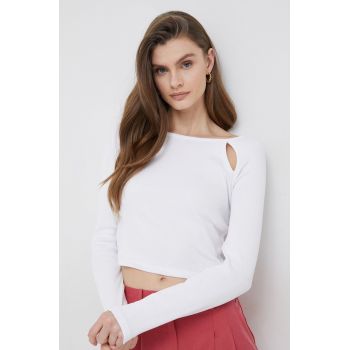 Pepe Jeans longsleeve Natasha femei, culoarea alb ieftin