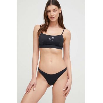 Tommy Jeans sutien de baie culoarea negru, cupa moale ieftin