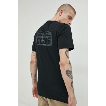 Converse tricou din bumbac culoarea negru, cu imprimeu