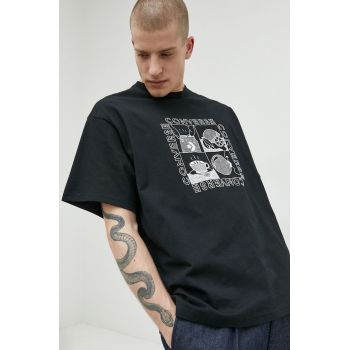 Converse tricou din bumbac culoarea negru, cu imprimeu