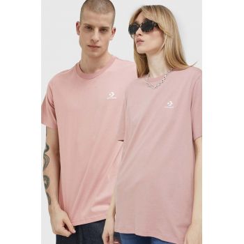Converse tricou din bumbac culoarea roz, neted