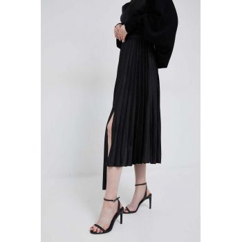 Dkny fusta culoarea negru, midi, evazati