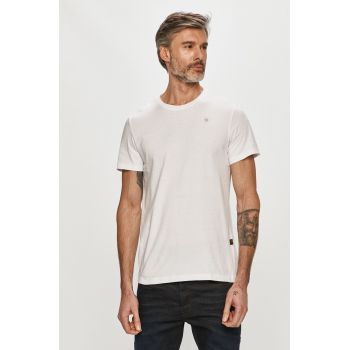 G-Star Raw tricou din bumbac barbati, culoarea alb, neted de firma original