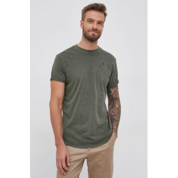 G-Star Raw tricou din bumbac culoarea verde, neted