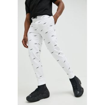 HUGO pantaloni de trening din bumbac culoarea alb, modelator de firma originali