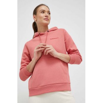 Peak Performance bluza femei, culoarea roz, cu glugă, neted de firma original