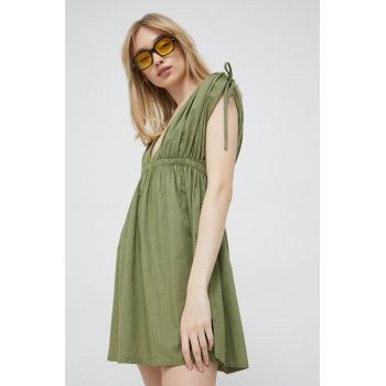 Roxy rochie culoarea verde, mini, evazati de firma originala