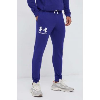 Under Armour pantaloni de trening culoarea albastru marin, neted 1361642-001