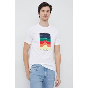 United Colors of Benetton tricou din bumbac culoarea alb, cu imprimeu ieftin