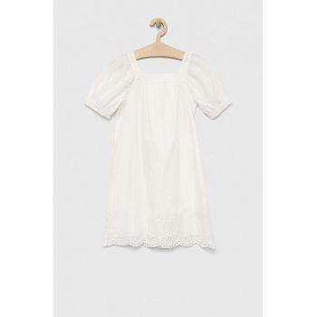 GAP rochie din bumbac pentru copii culoarea alb, mini, drept