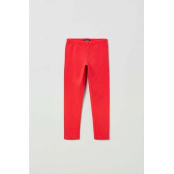 OVS leggins copii culoarea rosu, neted