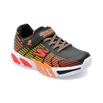 Pantofi sport SKECHERS negri, FLEX-GLOW ELITE, din material textil si piele ecologica