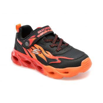 Pantofi sport SKECHERS negri, THERMO-FLASH, din material textil si piele ecologica